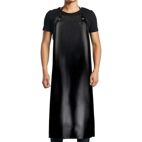 Noir Tablier Imperméable, Pour Femme Et Homme, Résistant À L'eau Et À L'huile, Pour Faire La Vaisselle, Le Travail De Laboratoire, La Boucherie, Le Soin Des Chiens,Noir, Taille Unique