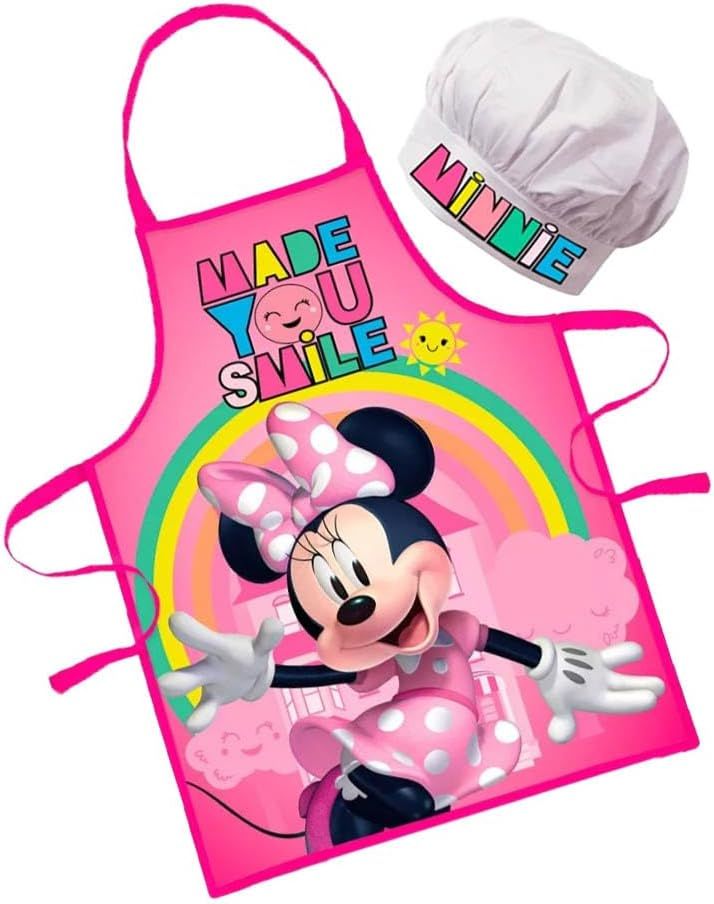 Tablier De Chef Et Chapeau Ajustable Disney Pour Enfants | Tablier Mignon Pour Cuisiner, Cuire Ou Peindre | 3-8 Ans Minnie Free Time