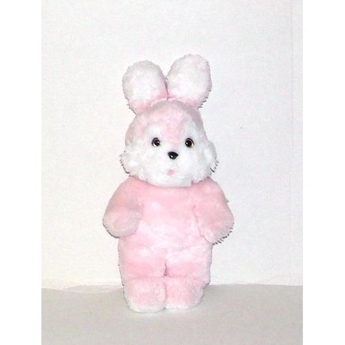 Lapin Rose Et Blanc Hochet Doudou Peluche Nounours 26cm