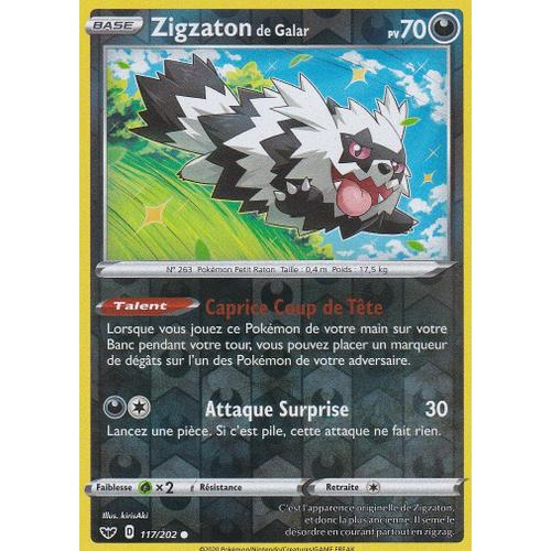 Carte Pokemon - Zigzaton De Galar - 117/202 - Reverse - Épée Et Bouclier