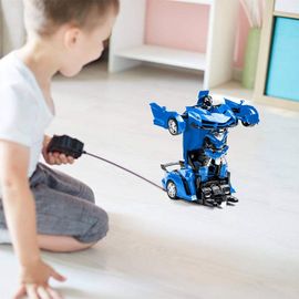 Shop-Story - Voiture Télécommandée 2 En 1 Transformable En Robot - Couleur Bleu-Shop-Story