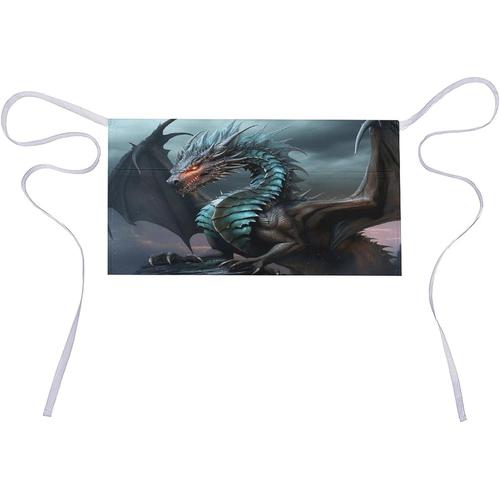 Dragon Cool Tablier Imprimé Demi-Taille Avec 3 Poches Motif Bouledogue Anglais Serveuse Cuisine Restaurant Chef Demi-Tablier