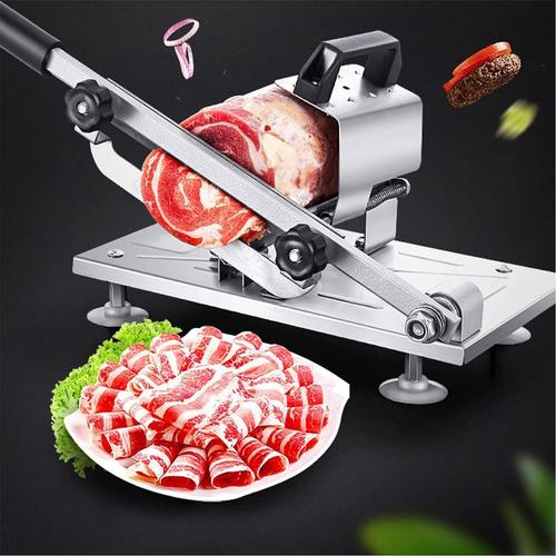 Trancheuse À Viande Manuelle, Coupe-Viande Congelée En Acier Inoxydable, Machine À Trancher Les Aliments À Épaisseur Réglable De 0,3 À 8 Mm Pour Un Usage Domestique, Boeuf, Mouton, Fromage, Bacon, Cha