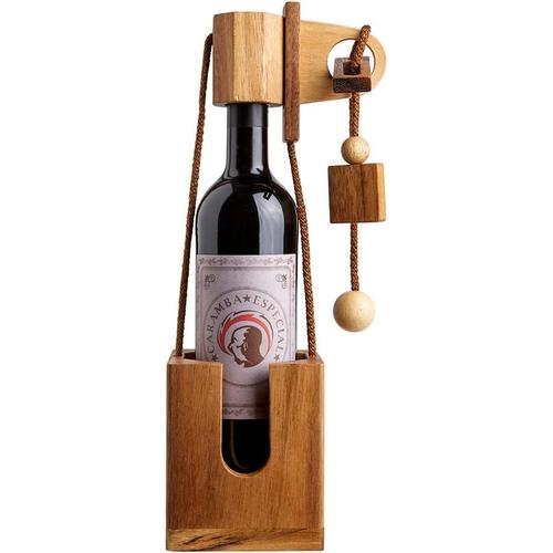 Bois Foncé Puzzle Casse-tête pour Bouteille à vin en Bois foncé, Emballage Original et Humoristique, Paquet Cadeau
