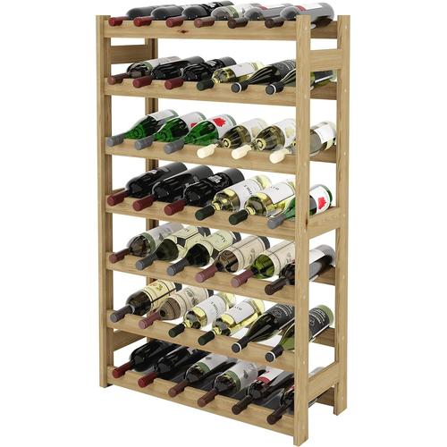 Bois Clair Casier à Vin Range Bouteilles Horizontal, Serie RW-1, étagère à Vin en Bois Naturel, Couchages, pour 12-91 Bouteilles Vin, Casier Cave Etagères Porte-Bouteilles (RW-1-42, 102 x 63 x 25)