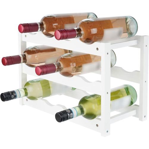 Blanc Etagère A Vin Morena en Bois De Noyer I Caisse De Rangement pour Vin I Capacité De Rangement 12 Bouteilles, Couleur:Blanc