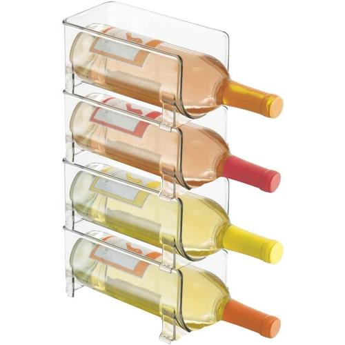 Transparent Range-Bouteilles (Lot De 4) ¿ Casier À Bouteilles Empilable En Plastique Pour 1 Bouteille De Vin Ou Autre Boisson ¿ Étagère À Vin Moderne Pour Jusqu'à 4 Bouteilles Au Total ¿ Transparent