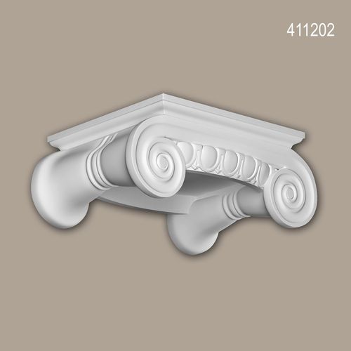 Chapiteau de colonne Profhome 411202 Moulure de façade Colonne Élément de façade style ionique blanc