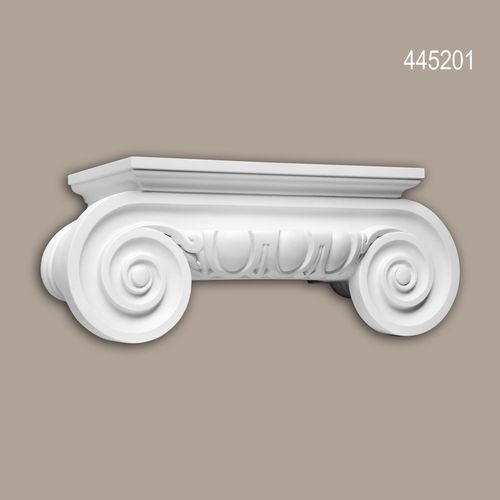 Chapiteau de demi-colonne Profhome 445201 Moulure de façade Colonne Élément de façade style ionique blanc