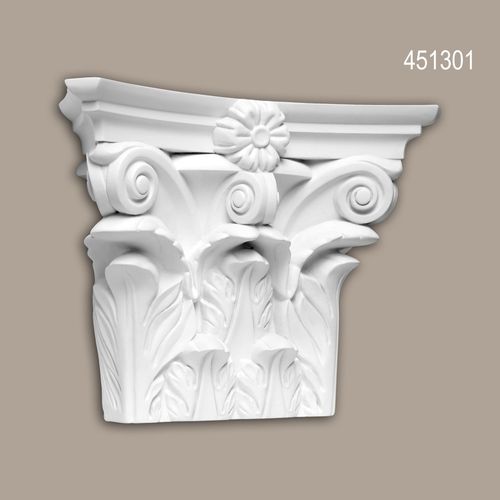 Chapiteau de pilastre Profhome 451301 Élément de façade Pilastre Moulure exterieure style corinthien blanc