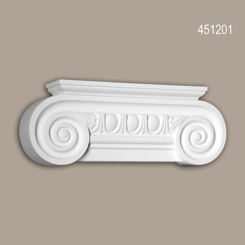 Chapiteau de pilastre Profhome 451201 Élément de façade Pilastre Moulure exterieure style ionique blanc