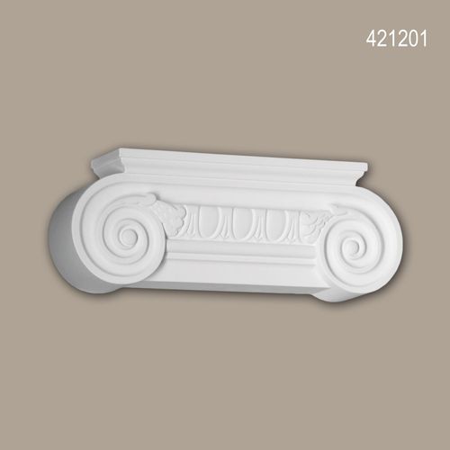 Chapiteau de pilastre Profhome 421201 Élément de façade Pilastre Moulure exterieure style ionique blanc