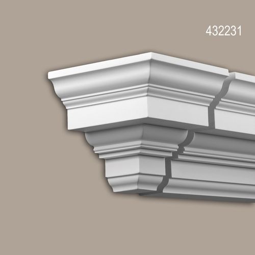 Élément d'aboutement Profhome 432231 Moulure de façade Élement décorative Élément de façade design intemporel classique blanc