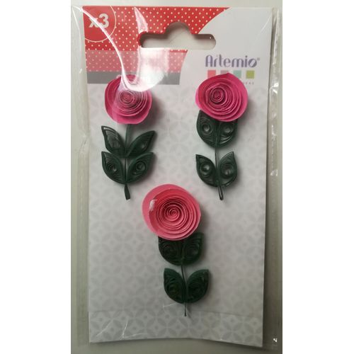 Embellissement Stickers Roses En Quilling Pour Scrapbooking, Carterie, Décoration...