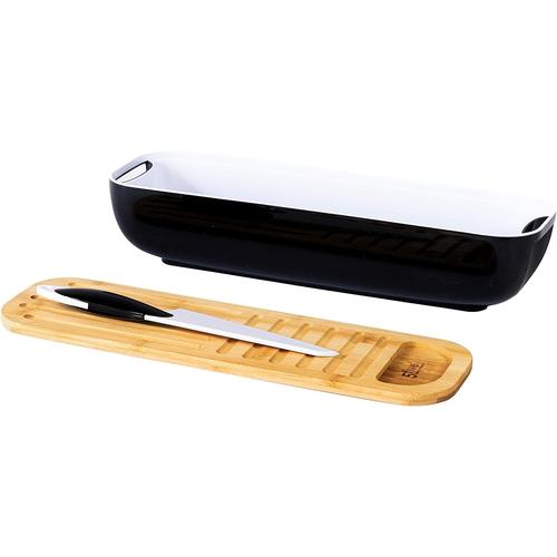 Noir Five - Boîte À Pain Pour Baguette Avec Couteau Et Planche 40 X 12 X 8.5 Cm Collection Bambou Cuisine