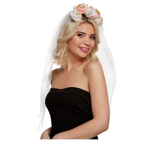 Serre Tête Avec Fleurs Et Voile Evjf Adulte