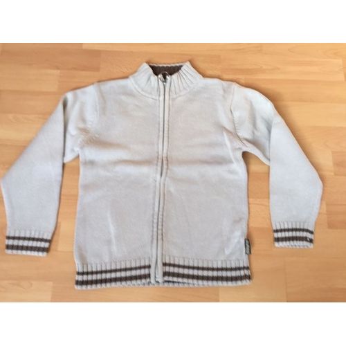 Gilet Coton Beige Et Marron - 8 Ans
