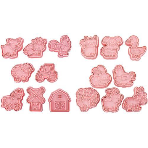 Lot De 16 Emporte-Pièces Animaux De La Ferme En Plastique Pour Biscuits, Fondant, Patisserie, Fournitures De Cuisine, Moules À Biscuits