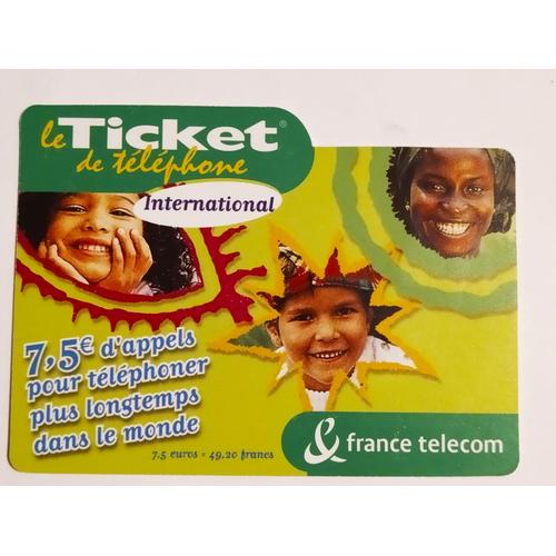 Le Ticket De Téléphone - International - Recto Mat - Série Commençant Par Z Et N° De Carte Avec 14 Chiffres (Voir Le Verso) - 7,5  D'appels En Poche Pour Téléphoner Plus Longtemps Dans Le Monde