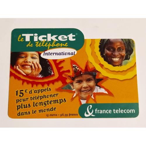 Le Ticket De Téléphone - International - Recto Mat - Série Commençant Par Z Avec 13 Chiffres Grands Et Gras (Voir Le Verso) - 15  D'appels En Poche Pour Téléphoner Plus Longtemps Dans Le Monde