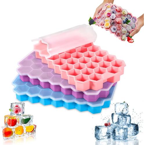 3 Pcs Bac À Glaçon Silicone Avec Couvercle Moule À Glaçons 111 Blocs, Bac À Glaçons En Silicone Empilable, Convient Pour Les Aliments Pour Bébés, La Bière, Les Glaçons Aux Fruits,