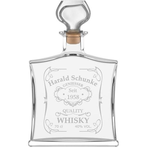 Motif : Qualité Whisky Bouteille De Whisky Élégante Personnalisable Avec Gravure - 700 Ml - Carafe À Décanter Avec Bouchon En Verre - Cadeau D'anniversaire - Motif De Qualité