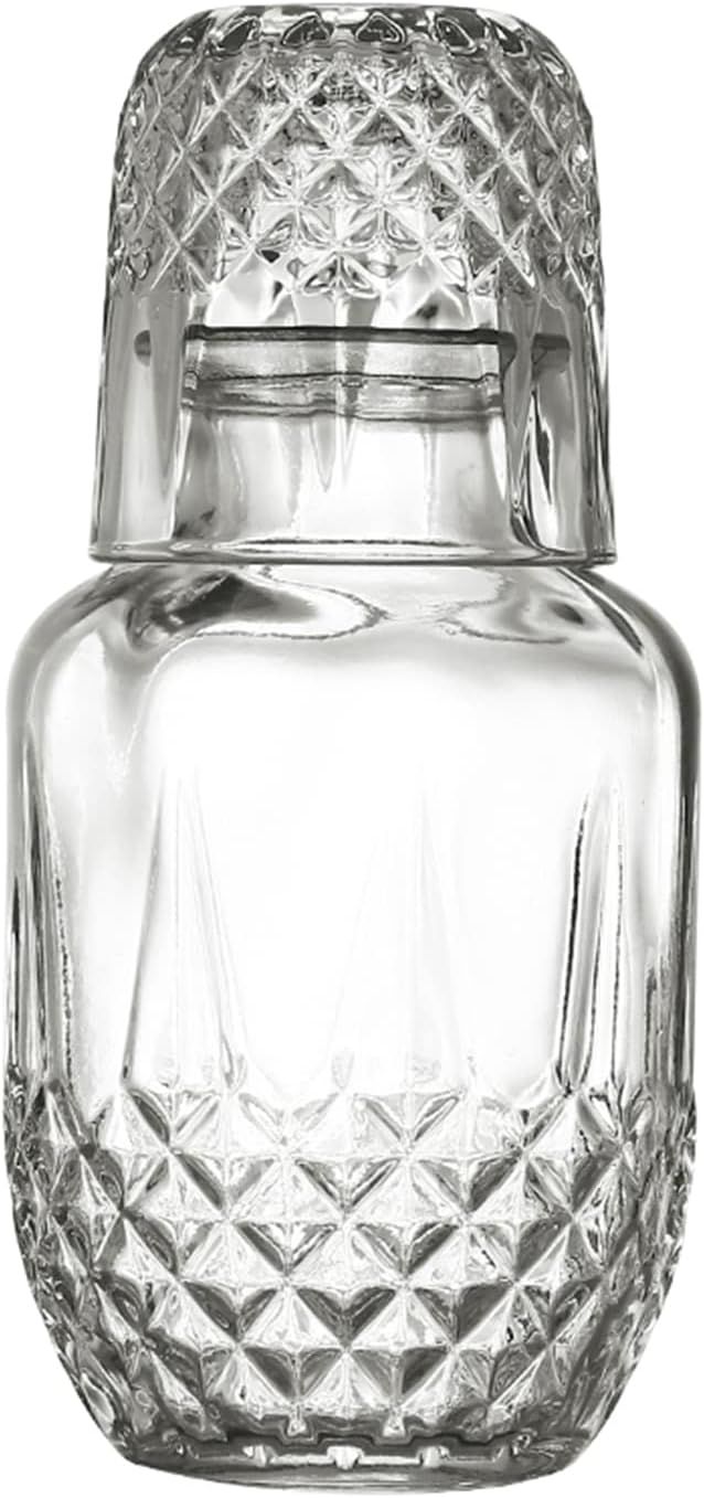 A Carafe À Eau De Chevet Avec Tasse En Verre, Lot De 2 Carafes À Eau De Chevet Vintage Avec Gobelet, Carafe À Eau En Verre Cristal, Carafe À Eau De Nuit, Pichet Distributeur Pour Salle De Bain,(A)