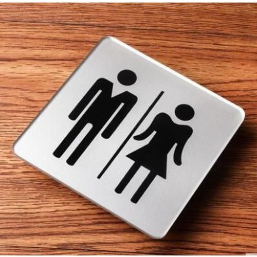 Plaques d'Immatriculation de Porte Glissantes en Acrylique, Signe de Toilette Wc à Pointe Chaude, Signe Assise, Accroché, Attention, Signalisation Argentée, Autocollant Mural de Personnalité
