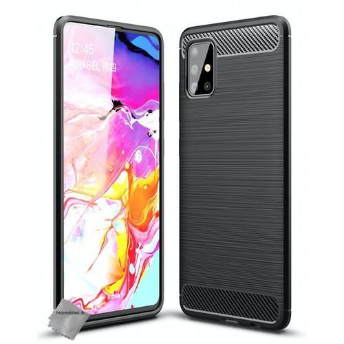 Housse Etui Coque Silicone Gel Carbone Pour Samsung Galaxy A51 + Film Ecran - Noir