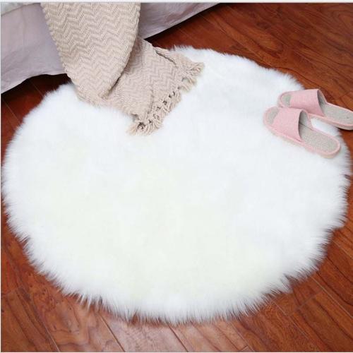 Tapis de sapin de Noël en fourrure de mouton fait à la main, rond, doux, poilu, peluche, blanc, tapis de chevet, chambre, salon, sol