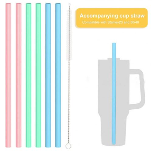 Ensemble De Pailles À Eau Optiques En Plastique Écologique, Qualité Alimentaire, Pailles À Clic Légères Avec Brosse, Pailles À Boire, 6 Pièces Par Ensemble