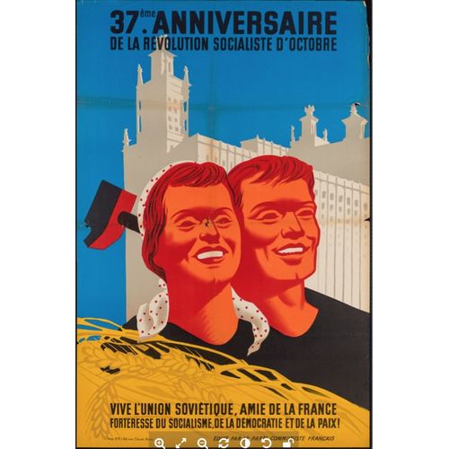 Affiche 37 Ème Anniversaire De La Révolution Socialiste D'octobre