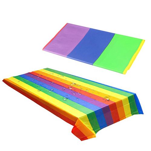 Nappe De Table Rectangulaire Imperméable, Colorée, Thème Arc-En-Ciel, Fournitures De Ixd'anniversaire, 54x108