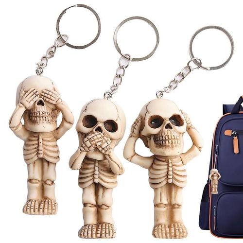 Seton Skull Keychain For Men, Creative Keychain, Retro Halloween Accessrespiration, Party For Friends, Irritation Mate, Modules, 3 Pcs