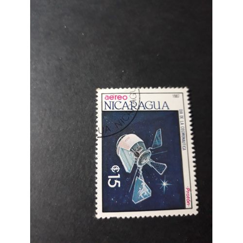 Aérospatiale Espace Satellite Timbre Nicaragua 1987 Tp15