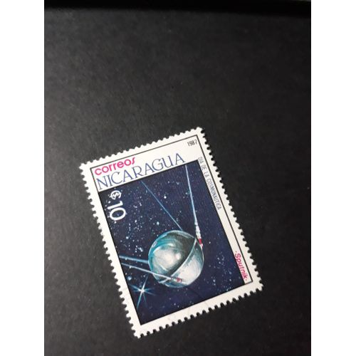 Aérospatiale Espace Satellite Timbre Nicaragua 1987 Tp15