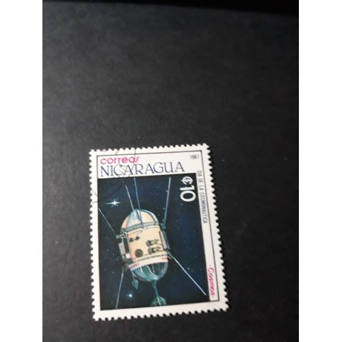Aérospatiale Espace Satellite Timbre Nicaragua 1987 Tp15