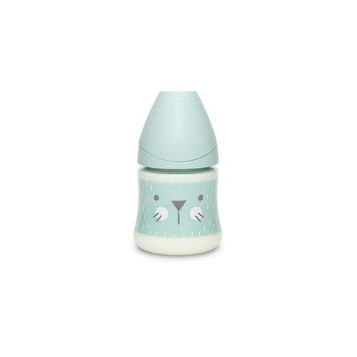 Biberon Tétine Ronde Débit Lent - Moustache - Vert - 150ml
