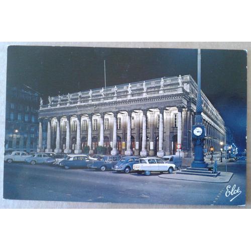 Carte Postale France Bordeaux Gironde "Le Grand Théatre Vu De Nuit" 9/14,1 Cm Oblitéré "Foire De Bordeaux Internationale 16-27 Juin 1966" Verso Écrit