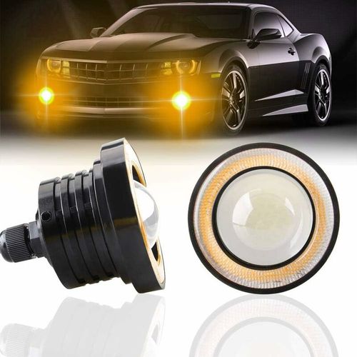 2pcs Super Bright 3""Projecteur Universel Led Antibrouillard 12v 10w Ambre Cob Halo Angel Eyes Anneaux Moto Voiture Feux De Jour Drl Conduite Lumière Ampoule Antibrouillard Goodnice
