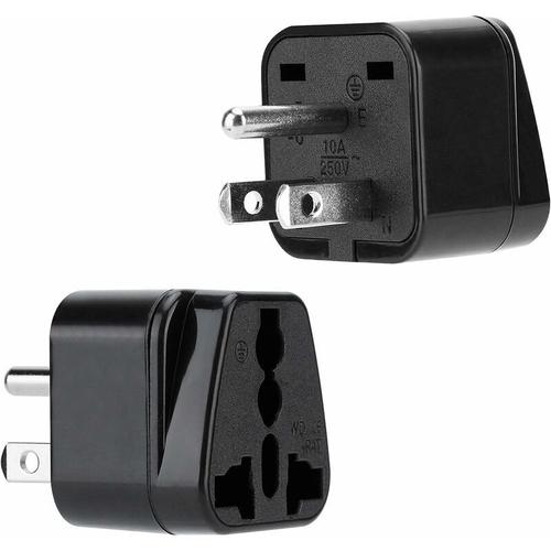 2X Adapteur de Prise en Noir ¿ Set de 2 Pièces Type B Adaptateur de Voyage pour Prise en Courant pour Allemagne, Italie, Espagne, France ¿ Convertisseur Appareil de Conversion goodnice