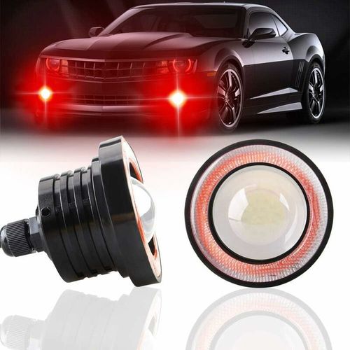 2pcs Super Bright 3""Projecteur Universel Led Antibrouillard 12v 10w Rouge Cob Halo Angel Eyes Anneaux Moto Voiture Feux De Jour Drl Conduite Lumière Ampoule Antibrouillard Goodnice