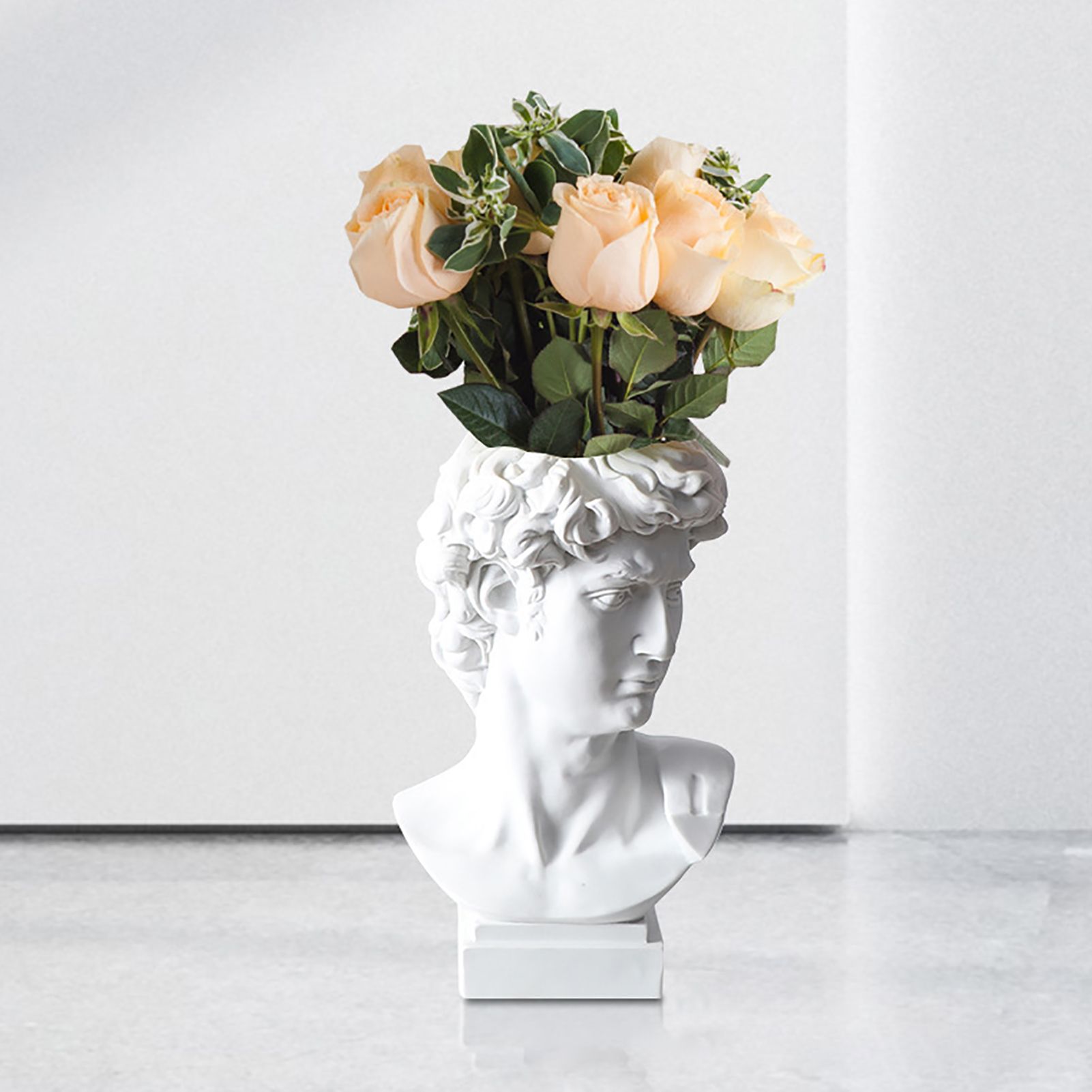 Statue de Buste en Rsine de Style Romain, Vase  Fleurs, Ar... - 2