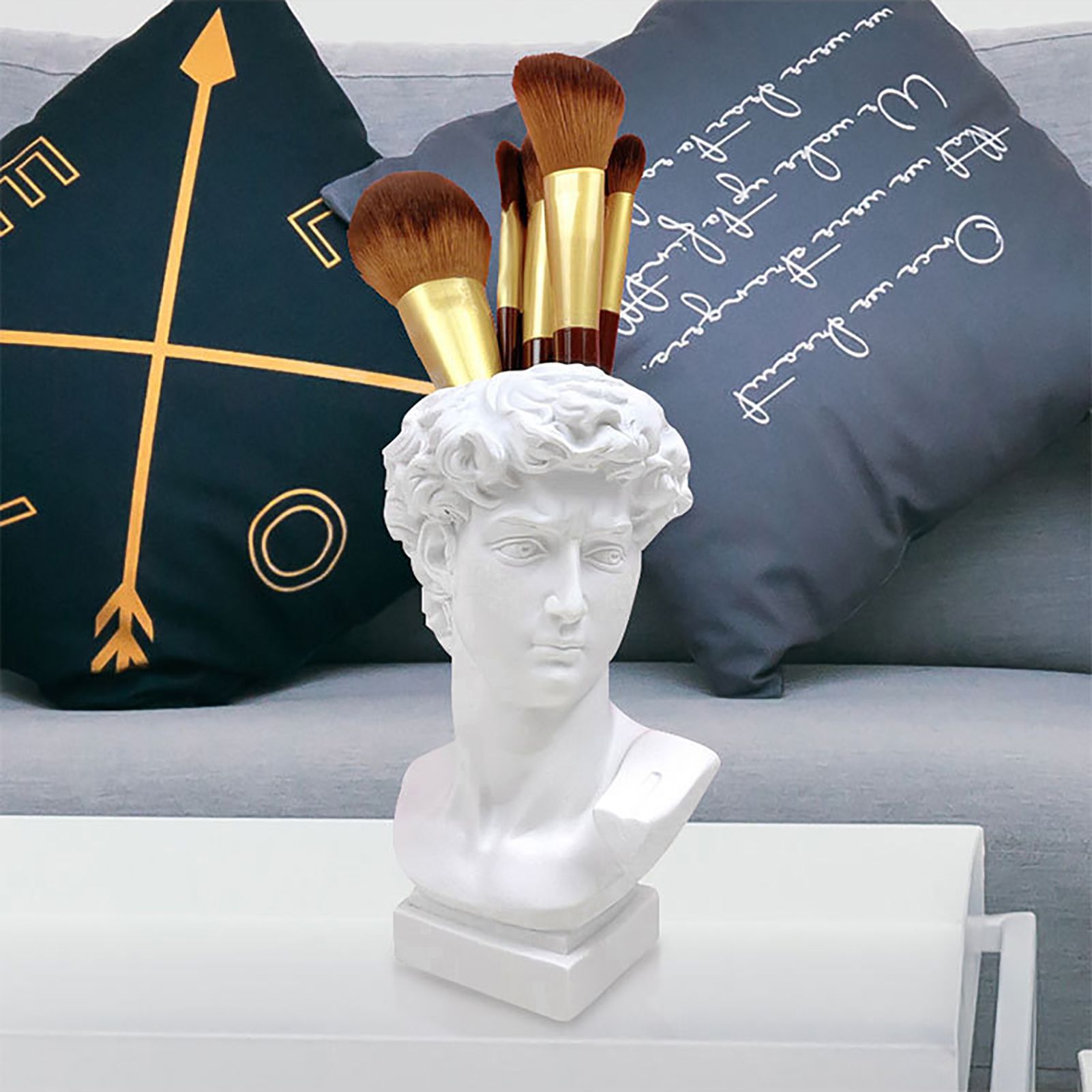 Statue de Buste en Rsine de Style Romain, Vase  Fleurs, Ar... - 3