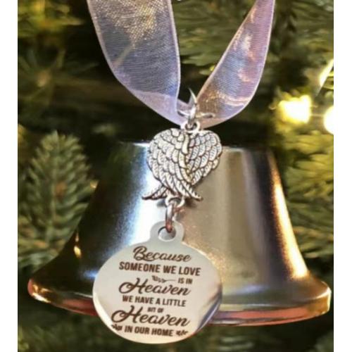 Pendentif de cloche de Noël pour la perte d'un être cher, ornement commémoratif, Inspir Angel Bell, souvenir de coeur, cadeau d'arbre de Noël, décor de confrontation