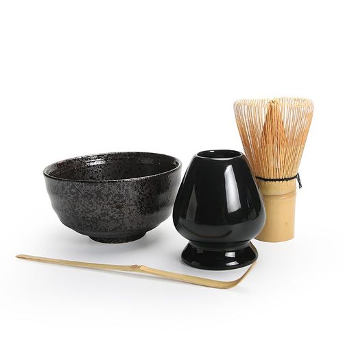 Coffret Cadeau Traditionnel Doncha En Bambou Naturel, Bol Matcha Céramique, Porte-Fouet, Ensembles À Thé Japonais, 4 Pièces/Ensemble