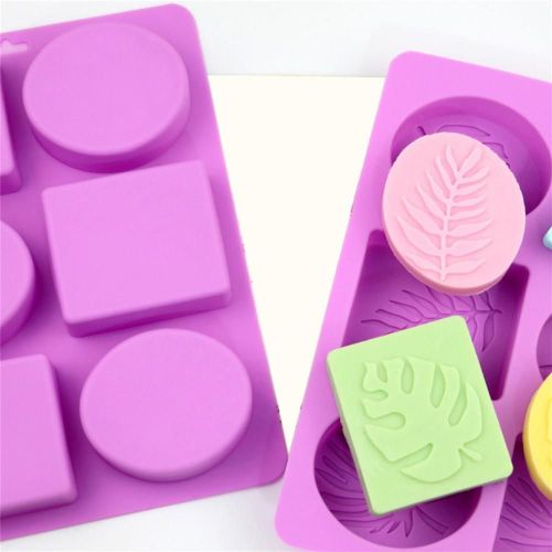 Moule À Gâteau À Fondant Écologique, Portable, Souple, Créatif, 6 Grilles, Feuilles Carrées Ovales, Moule À Savon En Silicone