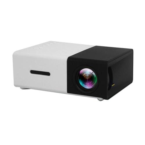 Mini projecteur YG300 LED 1080P portable avec t¿¿l¿¿commande pour smartphone ordinateur portable YG-300 noir et blanc