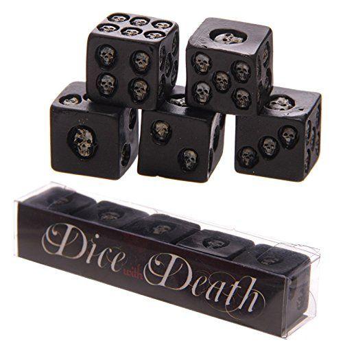 Puckator Sk200 Set Of 5 Six-Sided Die With Inlaid Skulls