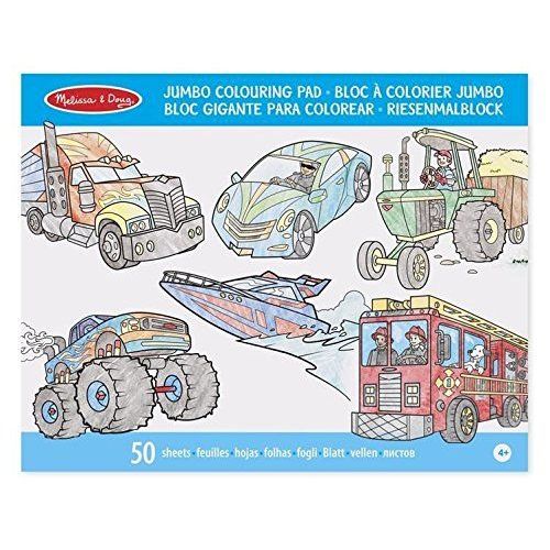 Melissa & Doug Jumbo Colouring Pad Vehicles - 50 Pages Of White Bond Paper (28 X 36 Cm)